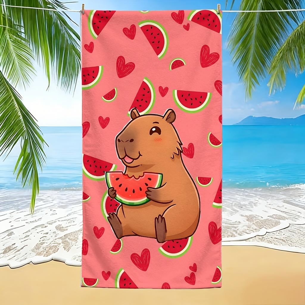Tropische Wassermelone Capybara Mikrofaser Strandtuch Schnelltrocknendes Strandtuch Sommerhandtuch Großes Poolhandtuch Saugfähige Badeplane