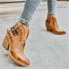 Female Autumn Winter PU Leather Cowboy Ankle Boots Buckle Women Wedge High Heel Booties  Punk Women Boots