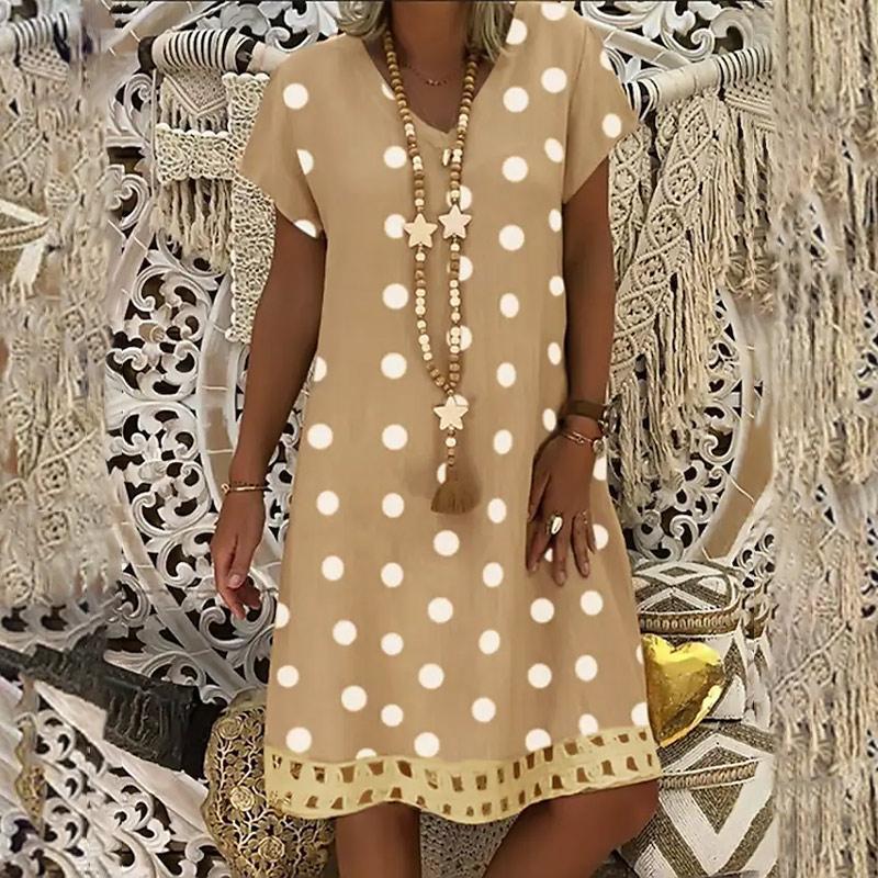 Dress Dot Printed Short Sleeve Casual 