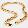 Granny Chic 15mm 7-40inch Gold Color Firm Strong 316L Stainless Steel Jewelry Curb Cuban Link Chain Choker Men's Necklace