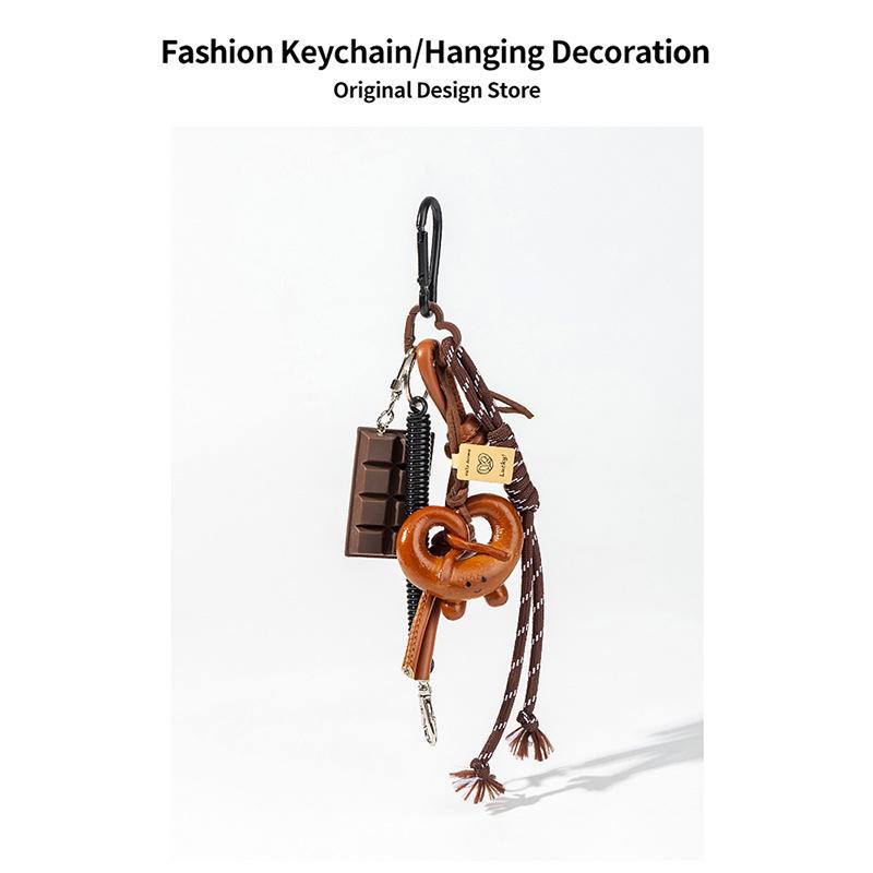 Maillard Brown Korean Chocolate Bagel Keychain Pendant