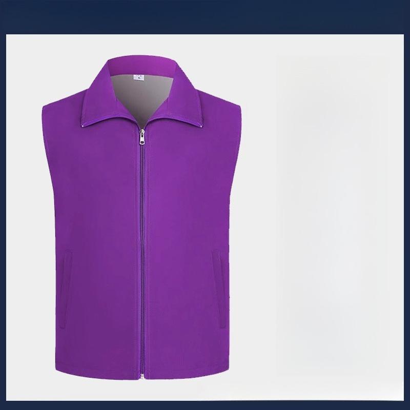 Lapel Sleeveless Pockets Zipper Placket Mesh Lining Outdoor Vest Volunteer Bright Color Slim Fit Work Waistcoat