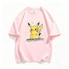Pok É Mon Pikachu Creative Graffiti Collaboration Short Sleeve T-shirt for Parent Child Summer Pure Cotton Half Sleeve