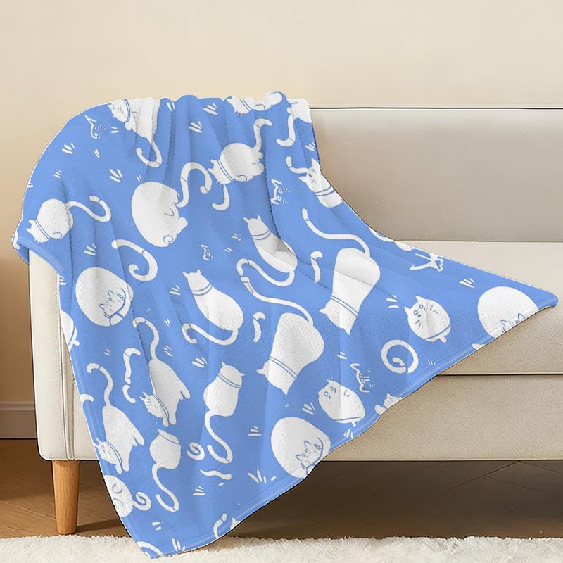 Cat Series Flannel Throw Blanket - No Lint, Soft & Cozy, Warm for Home, Holiday (Christmas & Halloween) & TV Viewing, Gentle on Skin