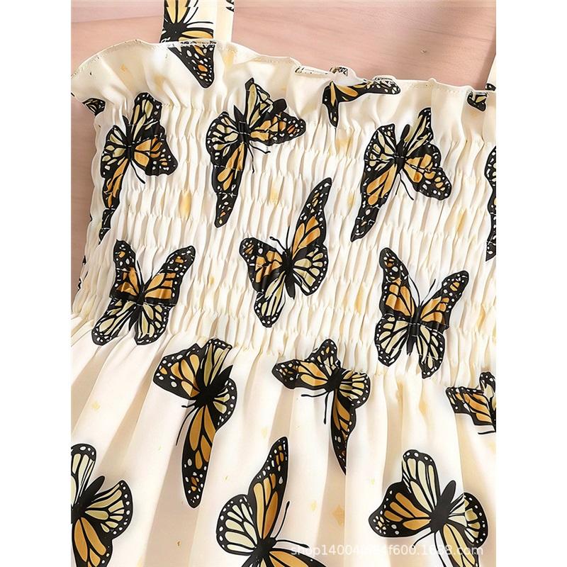 0-3 Jahre Mädchen Mode Prinzessinnenkleid Sommer Kinder Süßes Schmetterlingsdruckkleid Mit Passendem Hut