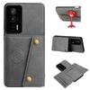 PU Leather Wallet Phone Case for Xiaomi POCO F5 Pro Multiple Card Slots Dual Metal Button Closure Shockproof Full‑Body Protective Cover