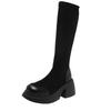 Thick-soled Boots Women's Spring and Autumn Boots Women's Knee-length Small Black Boots Elastic Thin Tall Fashion Boots