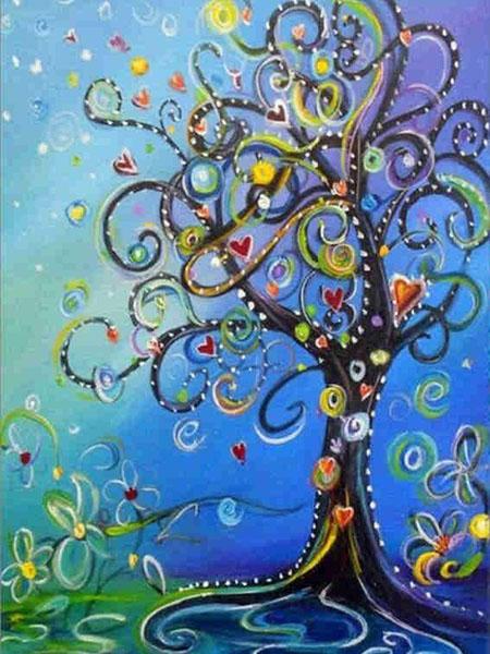 Diamond Embroidery Scenery Tree Diamond Painting Full Round Landscape Picture Of Rhinestone Mosaic Flowers Decor Home