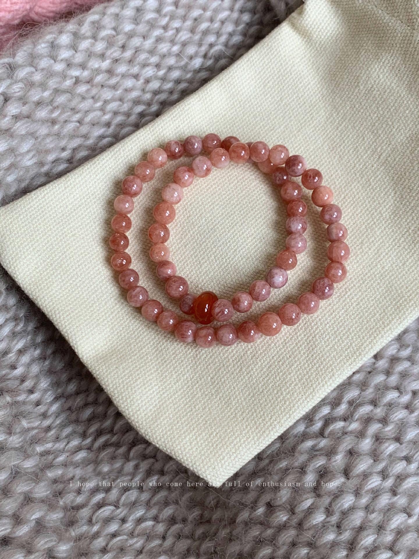 Handmade 6mm Sunstone Double Loop Bracelet, Retro New Chinese Ethnic Style Unisex Jewelry, Travel Souvenir