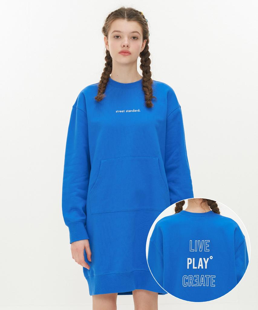 Street Standard L.P.C Slogan Sweatshirts Dress-Blue