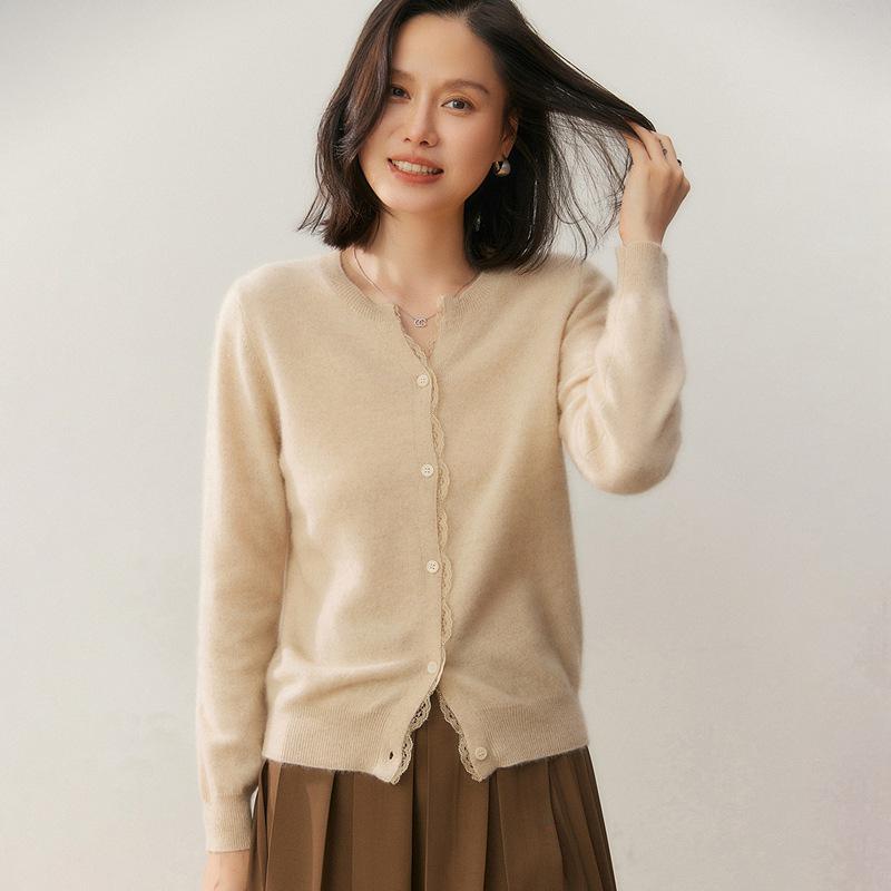 Autumn Cashmere Korean Women's Lace Knit Cardigan Sweater