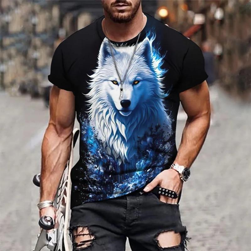 Men's 3D Tiger Pattern Short Sleeved Round Neck T-shirt, Breathable and Stylish, Suitable for Outdoor