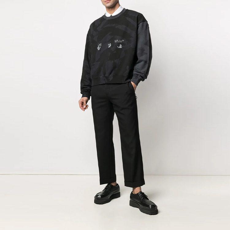 OFF WHITE SS21 Sweatshirts Men's Black Crew Neck Moderate Regular OMBA035R21FLE0011009