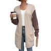 Giacca cardigan lavorata a maglia da donna autunnale, accogliente maglione casual colorblocking