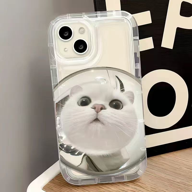 Funny Wide Angle Cat Face Case For iPhone 17 16 15 14 13 12 11 Pro Max Cute 3D Creative Clear Soft TPU Shockproof Cover Funda