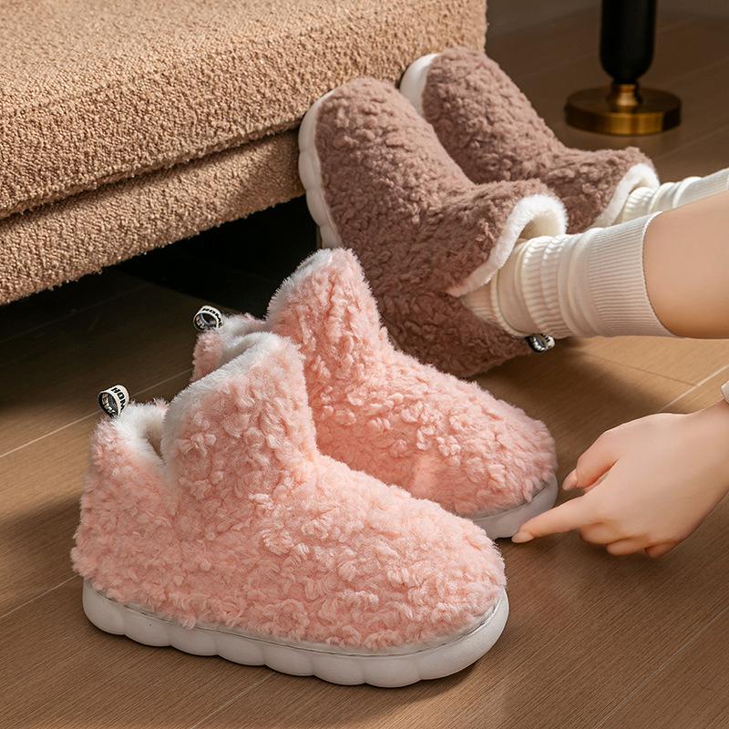 Gaobang bag heel cotton slippers home autumn and winter cotton shoes warm plush indoor home household plush cotton shoes