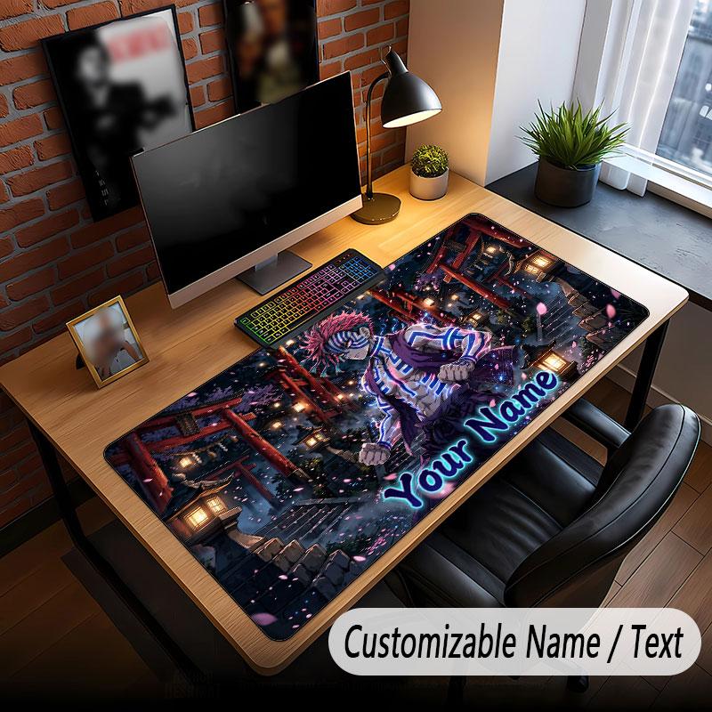 Custom Name Extended Mouse Pad,Demon Slayer Gaming Desk Mat For Home Office Desktop Decor