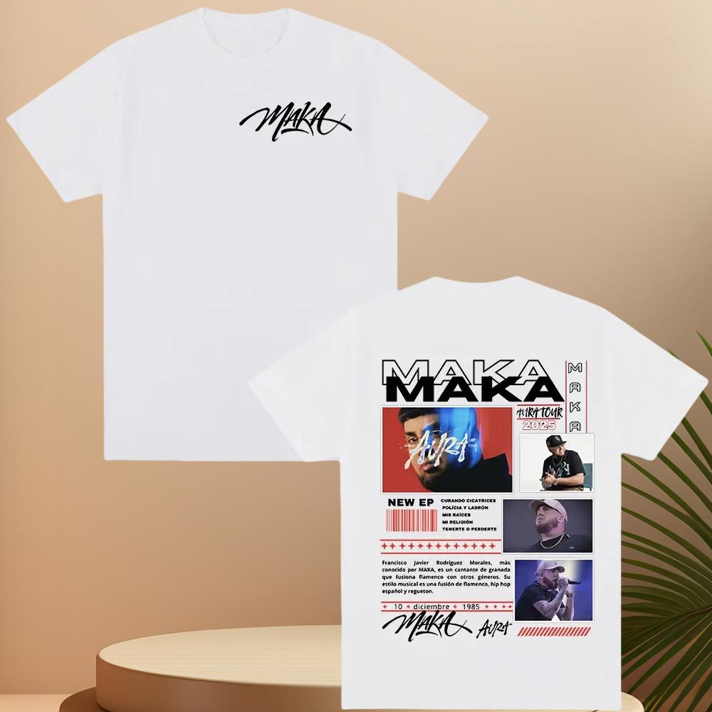 Rap singer Maka Aura 2025 Tour Merch Men's and Women's Fashion Retro Street T-shirt Casual Short Sleeve T-shirt Street Cool