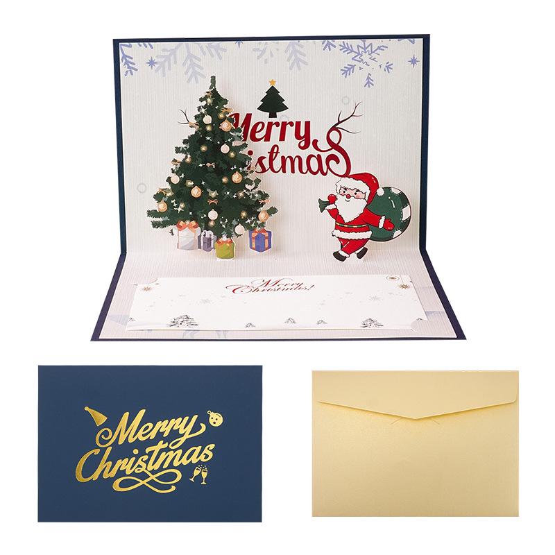 3D Pop-up Christmas Card with Custom Envelope and Hot Stamping