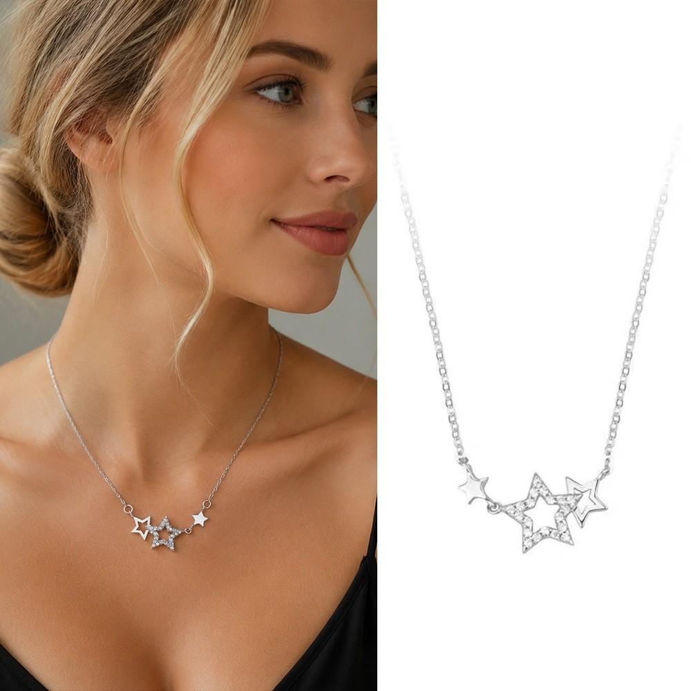 Inlaid Zircon Clavicle Chain Pentagram Shape Choker Necklaces Temperament Clavicle Necklace Gifts