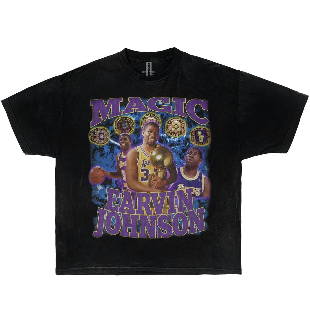 

Magic Earvin Johnson 5x NBA Champion Rings Vintage Tee Shirt Unisex T-Shirt XXXXL