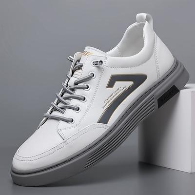 Neue Herrenschuhe Sneaker Hohe Qualität Low Top Leder Freizeitschuhe Nähstil Flats Weiße Farbe Sportlich Atmungsaktiv Rutschfest Schuhe