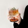 ZSLuckyHome Vintage Short Stemmed Glasses, Retro Aesthetic Lowball Cocktail Glassware for Iced Coffee, Latte, Mocktails, Juice