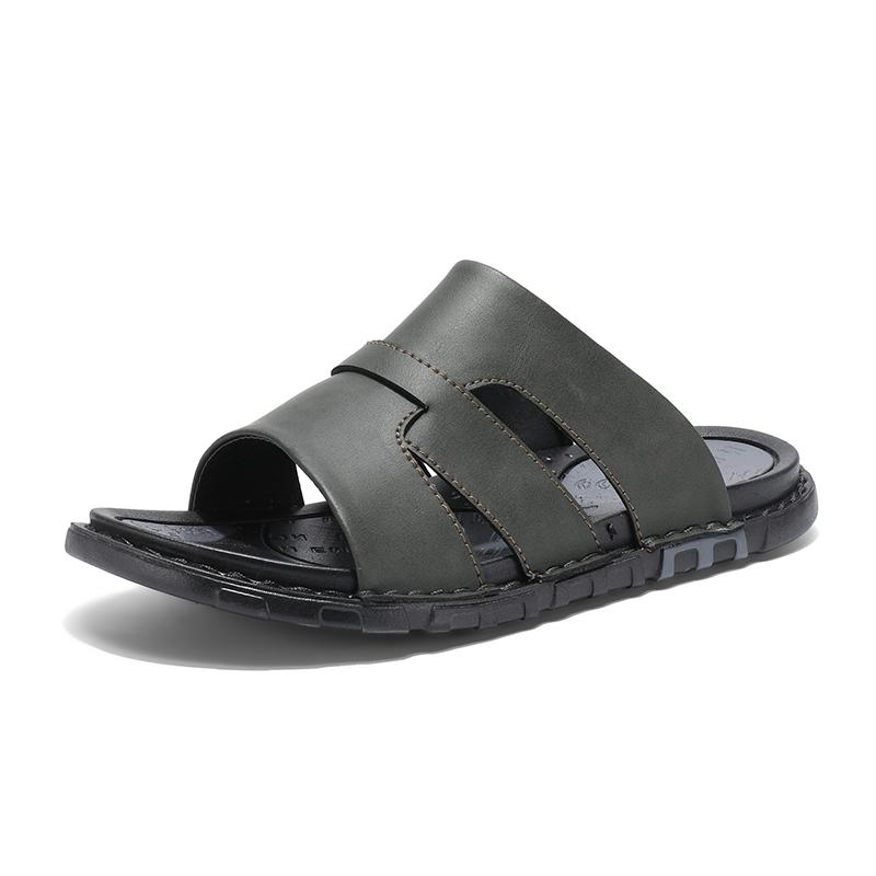 

Fashion Mens Slippers Summer Casual Shoes Beach Sandals Outdoor Slides Walking Comfort Leather Luxury Designer Fashion Lightweight 38 зелёный