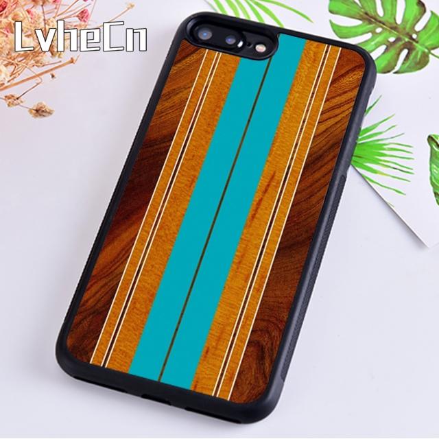 Hawaiian Faux Wood Surfboard Phone Case For iPhone 17 Air 14 15 16 16e 13 12 Max Cover For Apple 11 Pro Max Plus