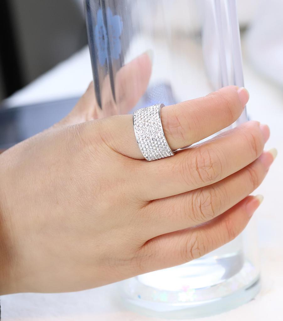 Wholesale 8 row Crystal Rings for Women Austria Crystal Ring Stainless Steel Bijoux For Women Wedding