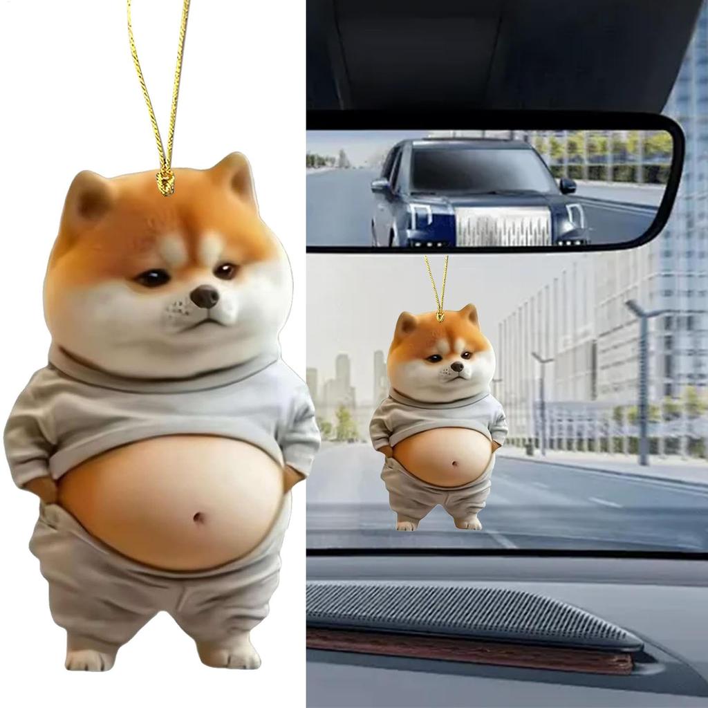 Fat Dog Car Rearview Mirror Decoration Cute Car Decoration Funny Dog Car Rearview Mirror