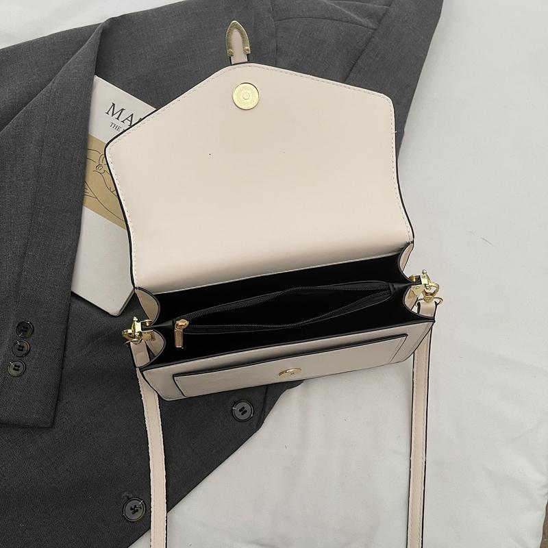 Fashion Luxury PU Leather Women's Square Crossbody Bag Top Handle Mini Satchel Flap Handbag Contrast Color Trendy Shoulder Bag