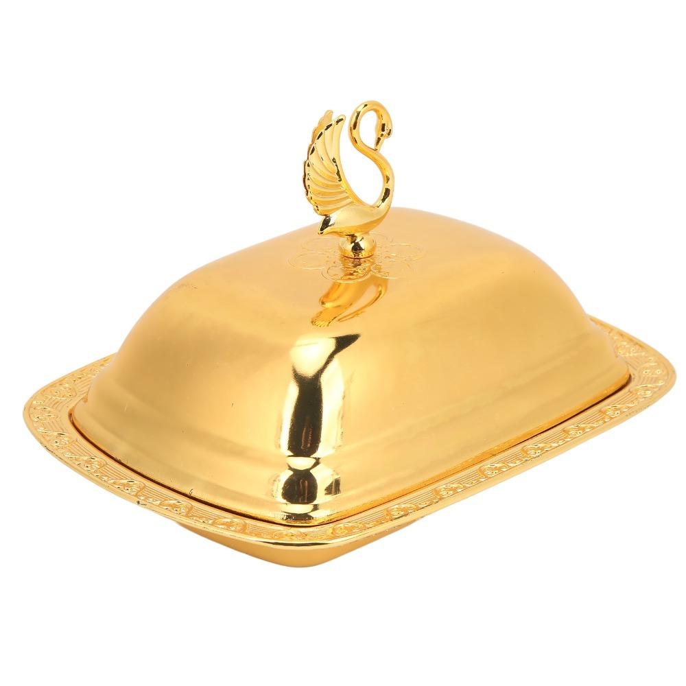 2pcs Alloy Fruit Serving Tray Gold Snack Serving Dish Storage Tray With Lid  Buffet Serving