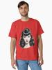 Pulp Bettie Page pinup in black and white with red lips Classic T-Shirt