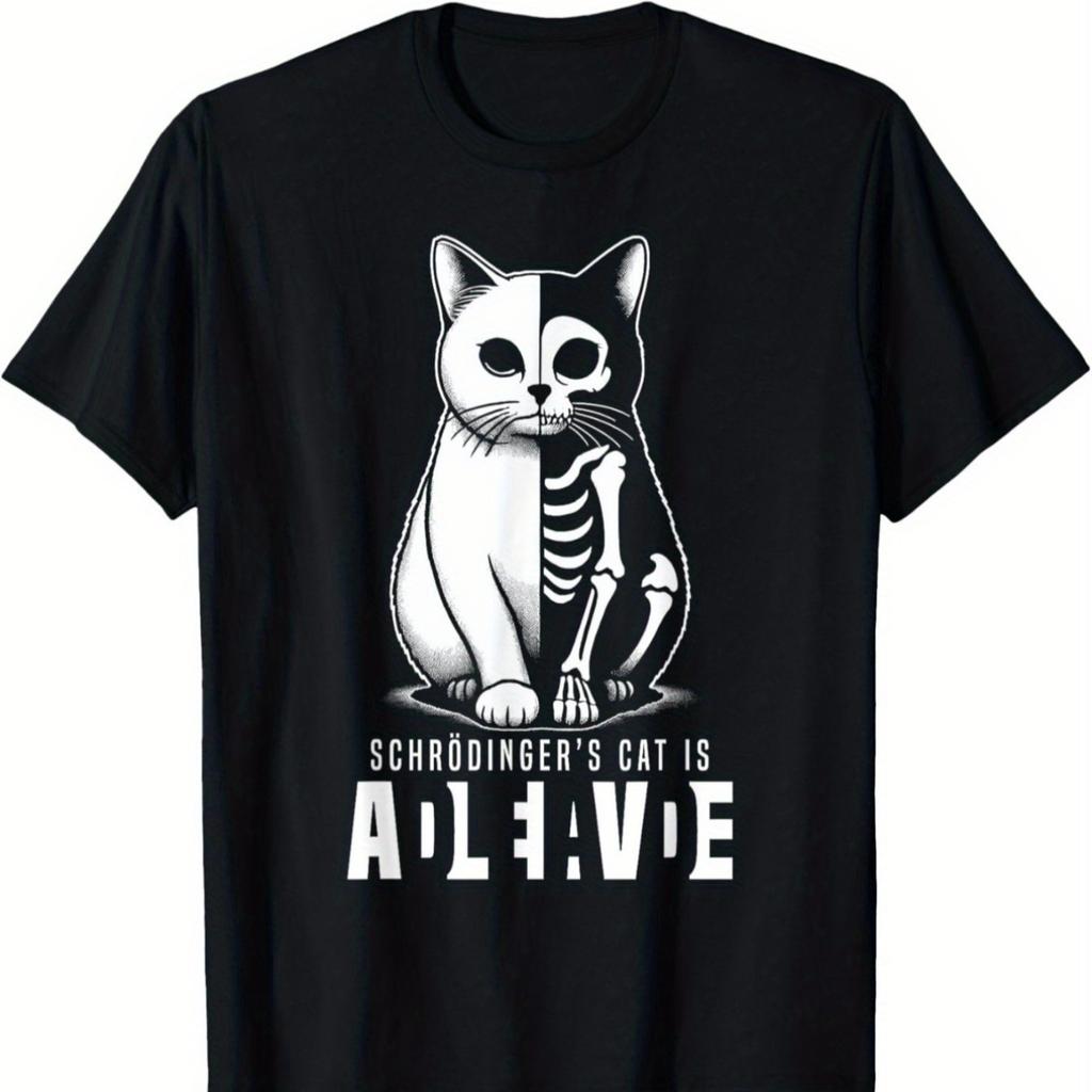 Dead and Alive Schrodingers Cat TShirt 100 Cotton ONeck Short Sleeve Summer Casual Mens Tshirt Streetwear