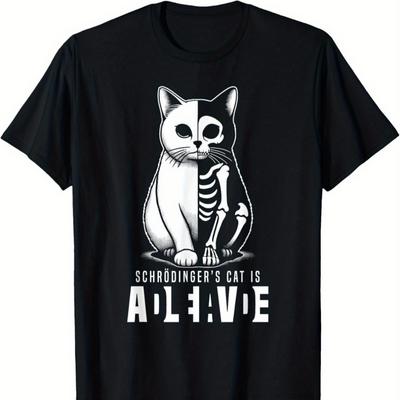 Dead and Alive Schrodingers Cat TShirt 100 Cotton ONeck Short Sleeve Summer Casual Mens Tshirt Streetwear