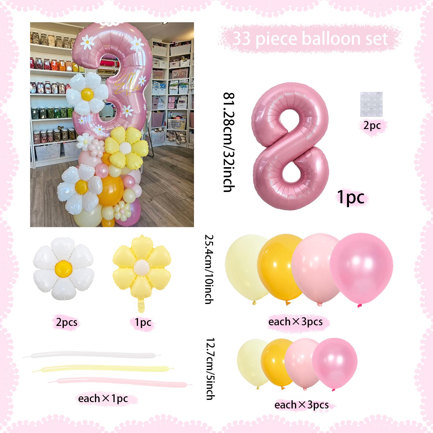 

Maka Pink Digital Balloon Set with Yellow Daisy Aluminum Foil Balloon Suitable for Birthday Party and Anniversary Decoration 32inch