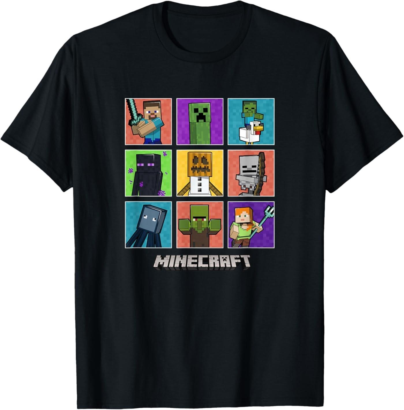 Minecraft Групповой снимок Цветная коробка Вверх Футболка 3XL