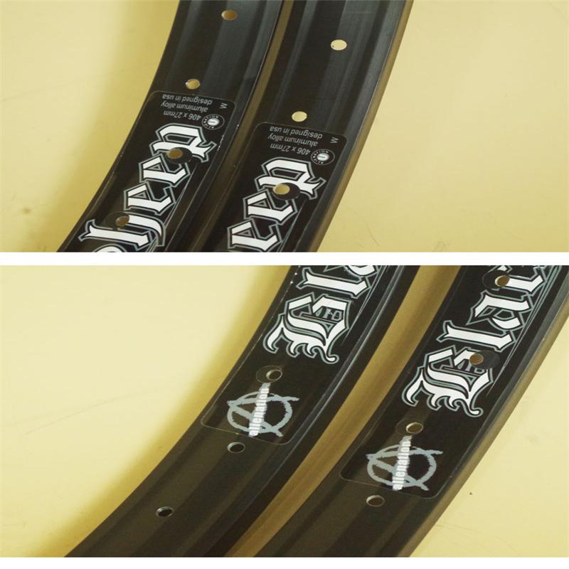 20 "BMX Bike Rim A Circle Double 36-Hole Action Street Knife Ring Black Rim