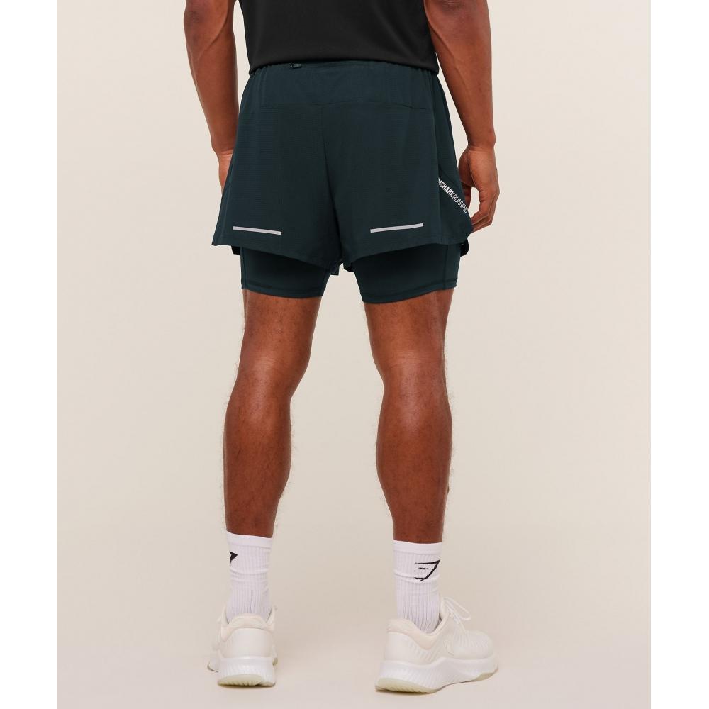 Gymshark Running 4  2in1 Shorts Deep Petrol Blue A3b9p Udrl