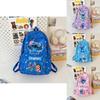 Stitch Cartoon School Backpack With Nylon Material And Antiload Burden For Middle School Students