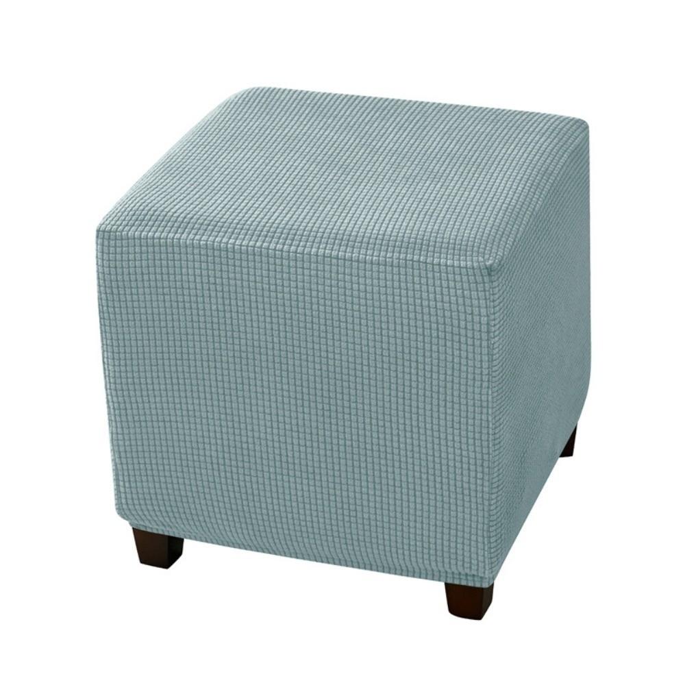 Durable Solid Color Jacquard Ottoman Cover Elastic Velvet Footrest Slipcover T-Shape Soft Square Stool Cover Home Decor