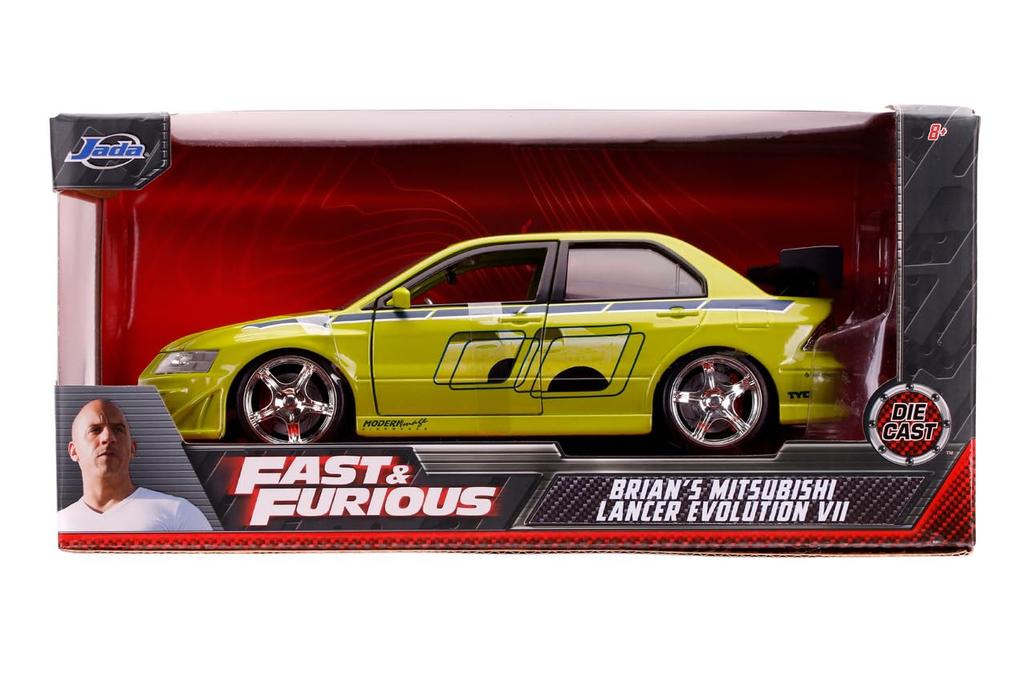 Jada Toys Fast & Furious Series 1/24 F&F Mitsubishi Lancer Evo VII Green/Graphics (Brian) Finished Product