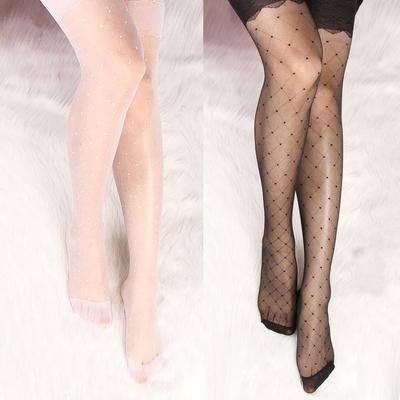 Kadın Seksi Vintage Sahte Çorap Nokta Baskı İnce Örgü Külotlu