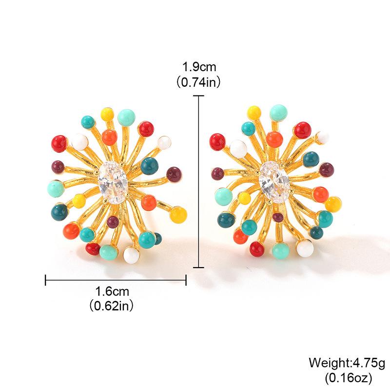 

Original new color dripping flower earrings simple personality versatile fashion s925 silver needle high-end stud earrings