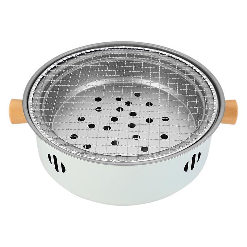 Round Charcoal Grill and Roaster for Outdoor Camping and Home Use