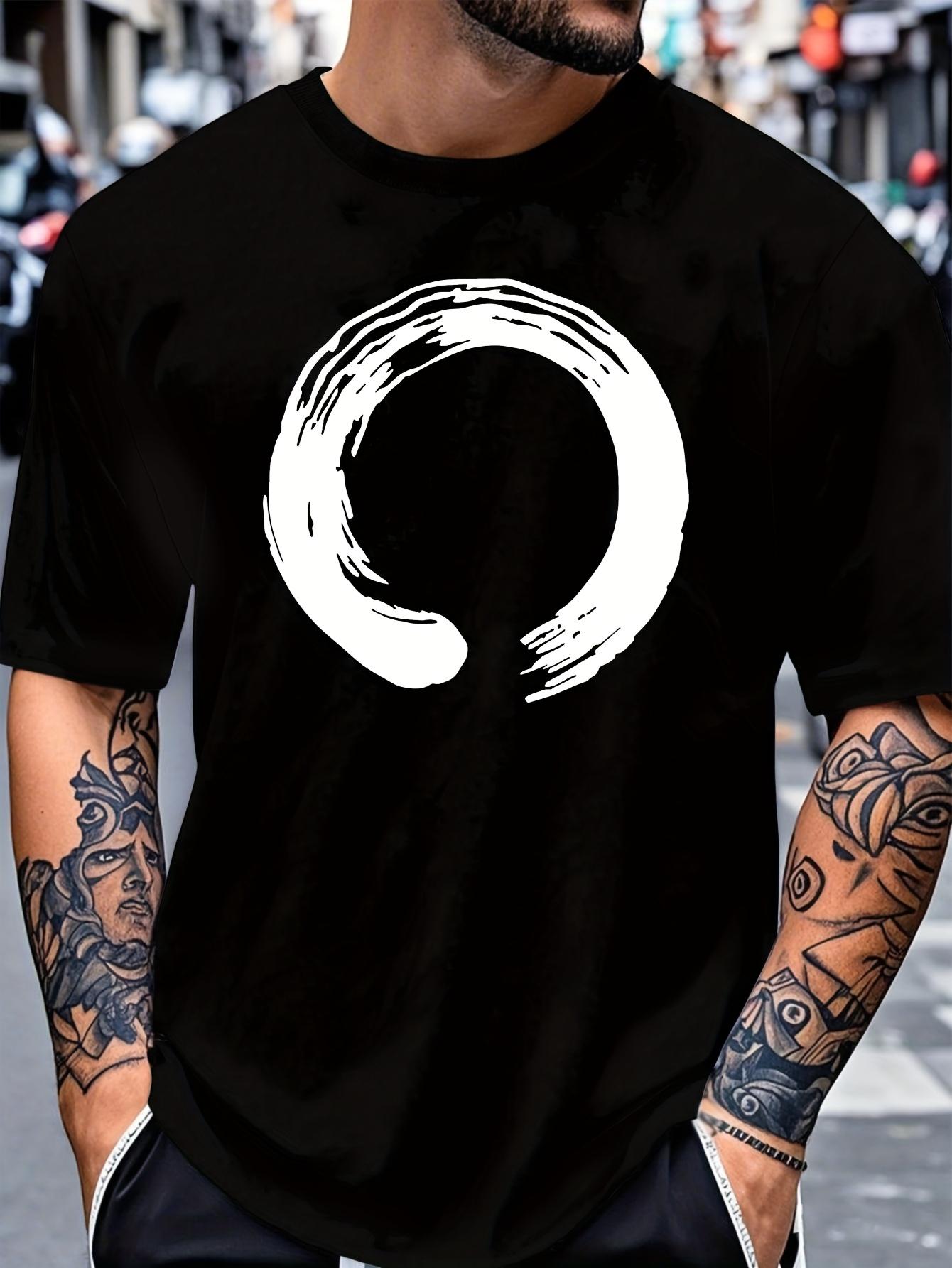 Men s T-Shirt Y2K With Bold Geometric Circle Black Regular Fit 3XL