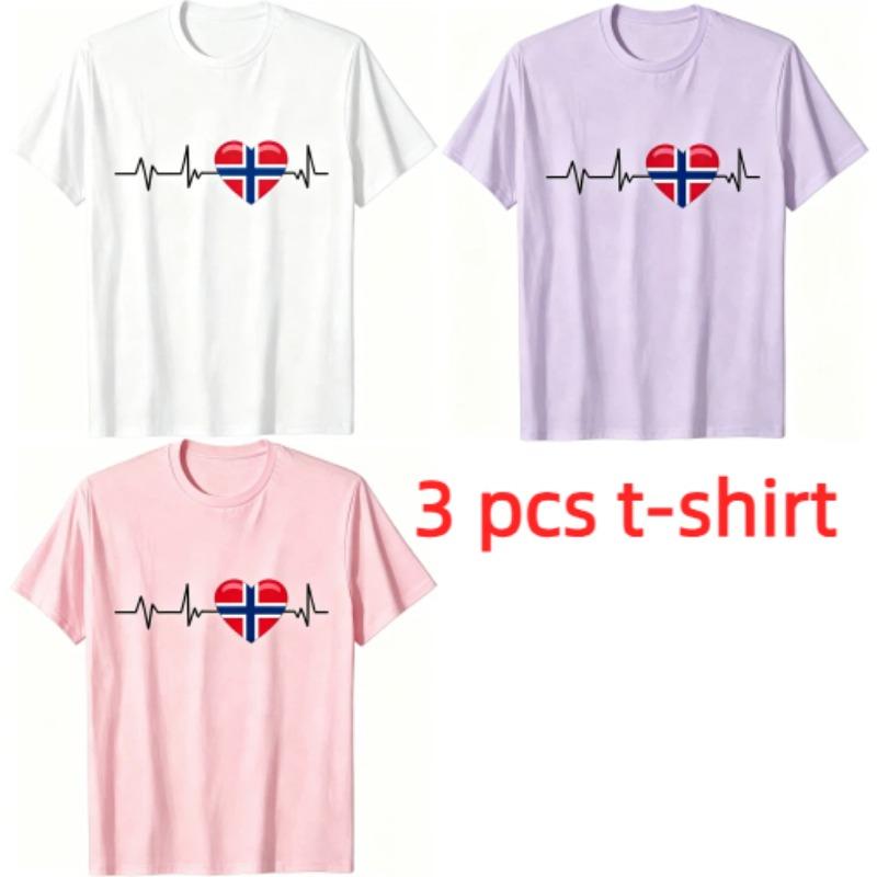 I Love Norway Pattern Print Men's T-shirt Summer Men's and Women's Casual Fashion Tops Men's Short Sleeve T-shirt Oversize Clothing