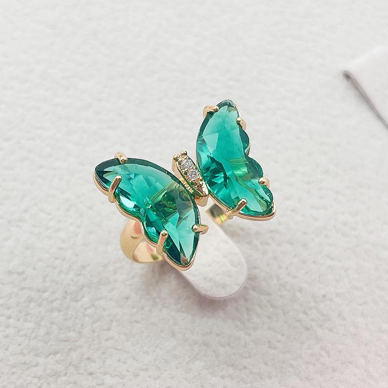 16 Colors Crystal Butterfly Ring Fashion Popular Women's Party Jewelry Charm Adjustable Ring Best Friend Gift Wedding Gift