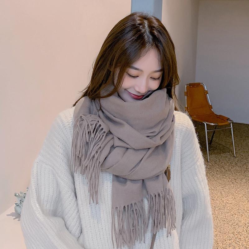 Women's Thickened Cashmere Wool Scarf - Versatile Autumn/Winter Shawl, Korean Style, White